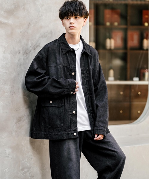 セットアップ】オーバーサイズデニムジャケット＋ワイドパンツ