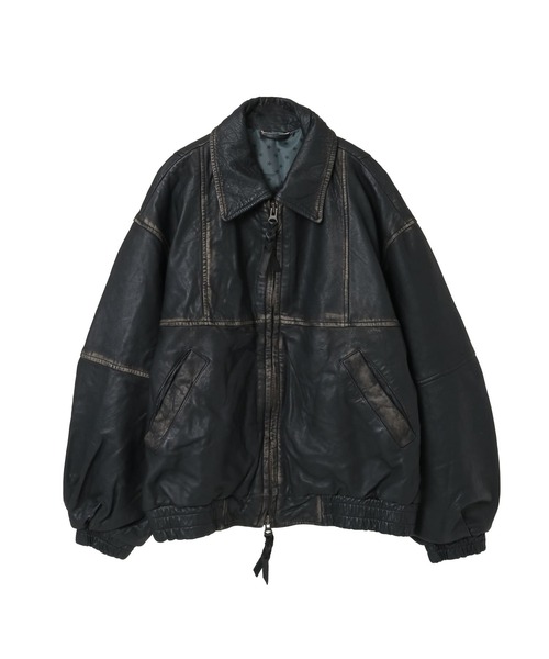 セール】VINTAGE-LIKE SHEEP LEATHER ZIP BLOUSON（ライダース
