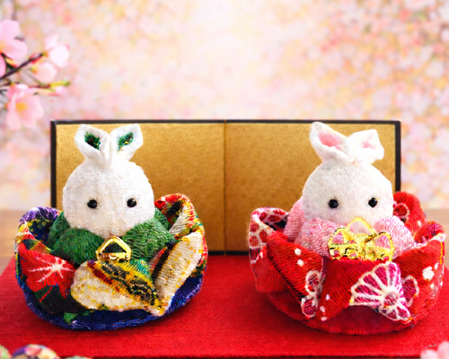 ② うさぎ お雛様 ちりめん細工 桃の節句 ひなまつり おひなさま