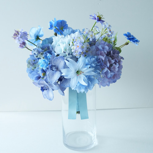 造花ウェディングブーケ 紫陽花×夏の結婚式に 胡蝶蘭 アーティ