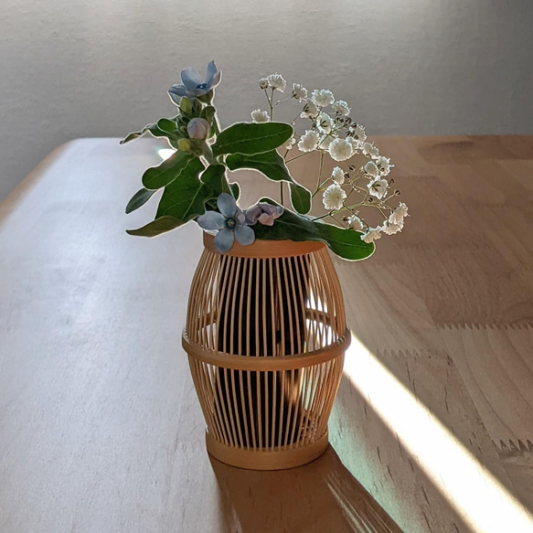 駿河竹細工 駿河竹 花器 竹で作った花器 UZURA 【花台付き】フラワー