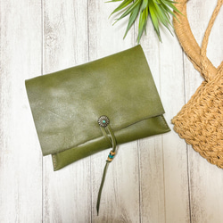 ポーチ マルチケース ターコイズ コンチョ 革 本革 レザークラフト