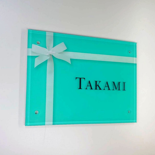 海外ハイブランド保存箱調アクリル表札《ミントグリーン》＊透明4辺