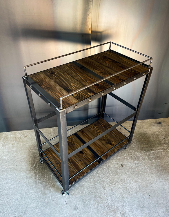 アイアンキッチンワゴン［ロング］キャスター付 インダストリアル