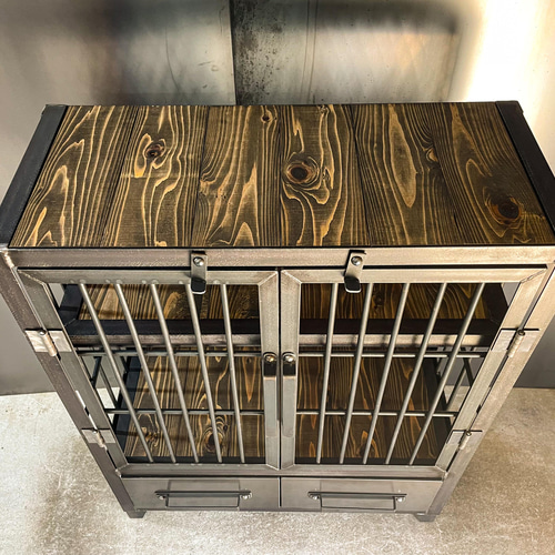 アイアンキャビネットC【ver.鉄格子】［幅70㎝×奥行き30㎝×高さ90