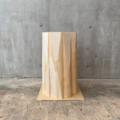 ヒノキの切り株造形的スツール】 木 丸太椅子 オブジェ フラワー