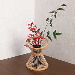 駿河竹細工 竹製品 花器 ひめ フラワーベース 一輪挿し 南京編 個性的