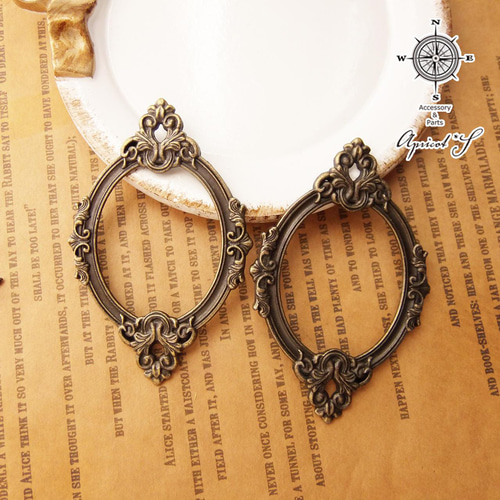 2個セット】DIY アンティーク風 飾り枠（ オーバル ・ 真鍮古美