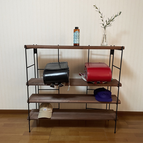 新商品‼️手作りアイアン家具 アイアンシェルフ折り畳みラック 西海岸