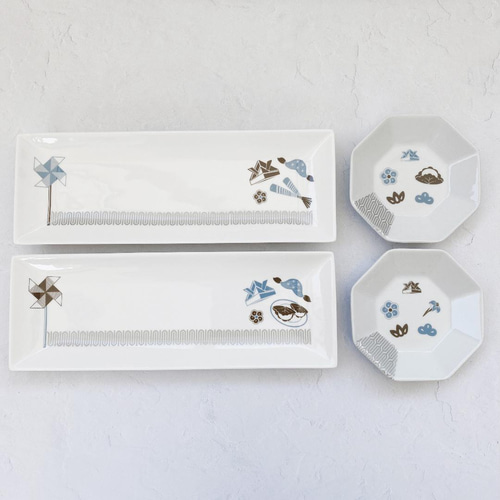 ポーセラーツ】《端午の節句》インテリアプレート小皿セット 長皿