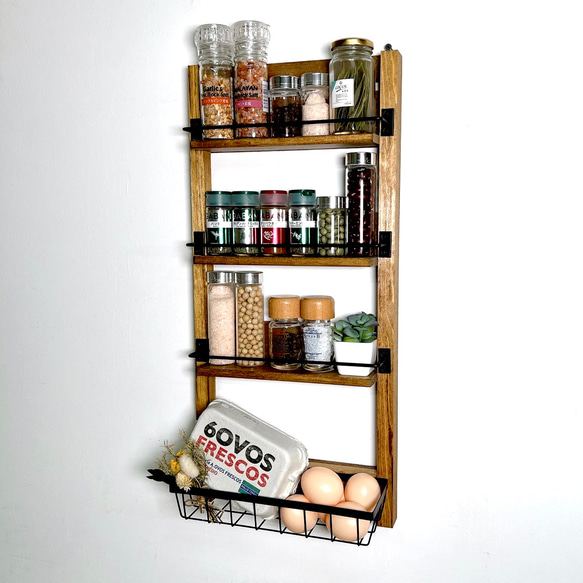壁掛けラック スパイスラック 調味料ラック 棚 キッチンラック