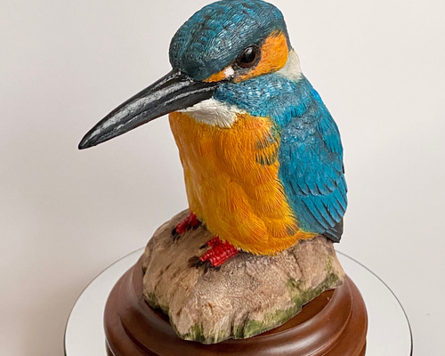 バードカービング作品 カワセミ 鳥の木彫り 彫刻 ume 通販 14557711