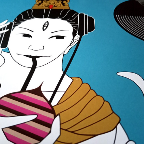 レコードジャケット風アート【レコード盤なし】天上DOPE_c158 イラスト
