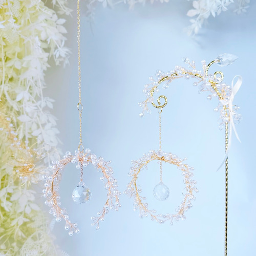 さくらんぼサンキャッチャー［希少スワロフスキークリスタル