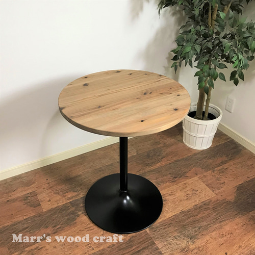 国産杉の無垢材カフェテーブル 円形 60cm オイル仕上げ ドリフトウッド