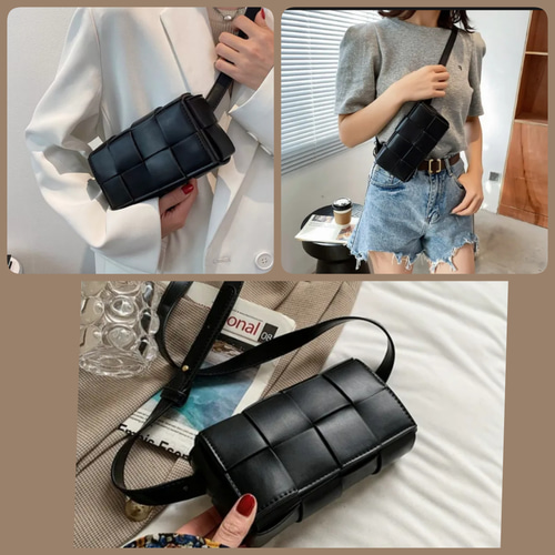 ◇本革レザー◇編み込み◇男女兼用◇新作◇ボディバッグ◇ブラック