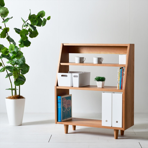 チェリー無垢材の本棚｜オープンブックシェルフ 絵本棚 マガジンラック