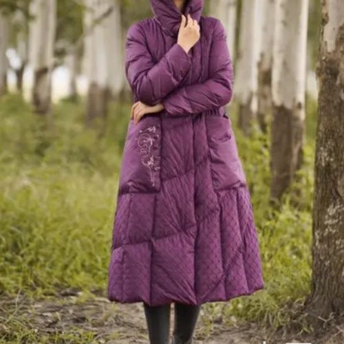 刺繍ダウンコートレディースロングロングコートロング丈ベンチコート