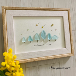 シーグラスアート インテリア雑貨 壁掛け 置物 北欧 観葉植物 ワン