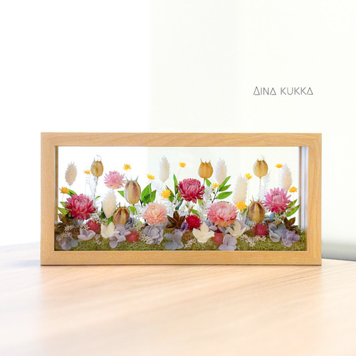 ガラスフレームアレンジL]アーリーサマーガーデン/ドライ