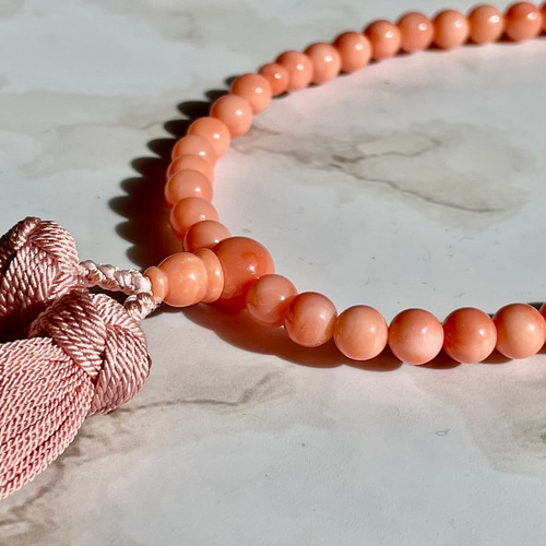 天然宝石珊瑚)ピンクサンゴ数珠【当社オリジナル房】 その他雑貨 宝石