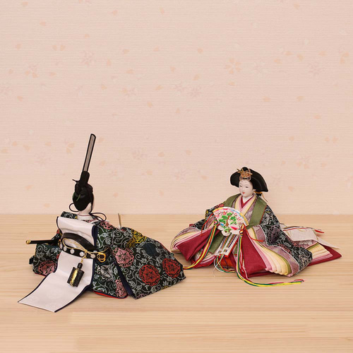 雛人形 新古今雛 小三五親王飾り 正絹帯 桜華 金屏風 工房天祥