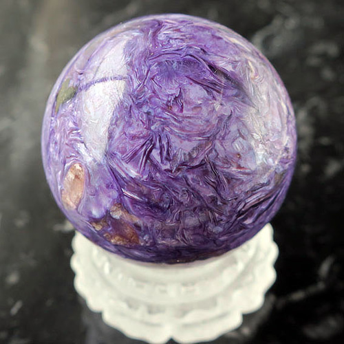 一点物】チャロアイト スフィア（丸玉）42mm 天然石置物 コレクション