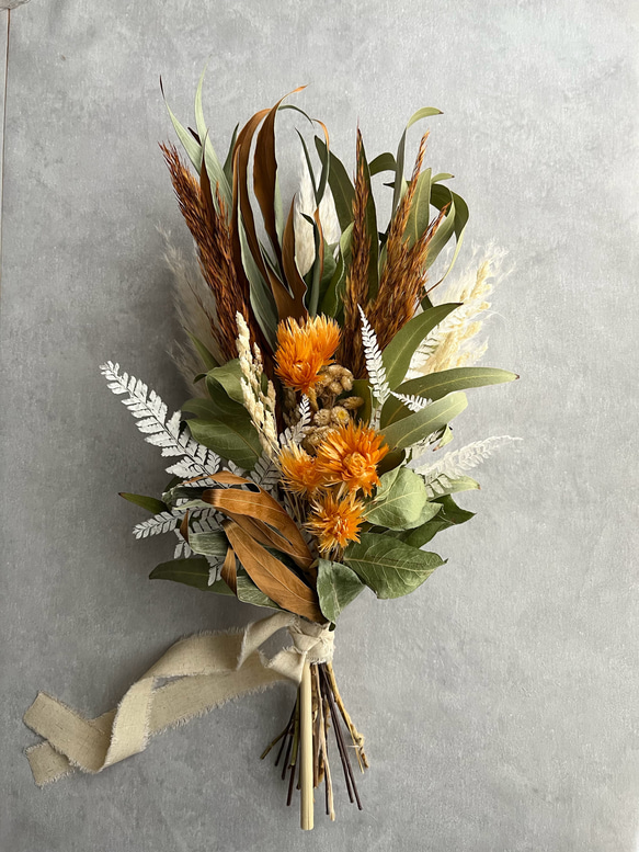 オレンジブラウンのドライフラワーブーケ ブーケ violaflower 通販