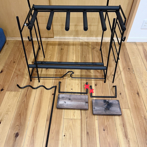 本格アイアンウッドのサーフボードラック&ウェットラック&2段シェルフ