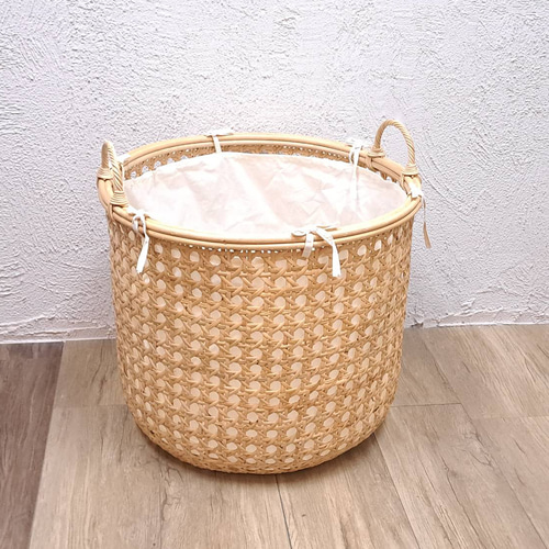 ランドリーバスケット ラタン 内布付き ラタンバスケット 収納 籐