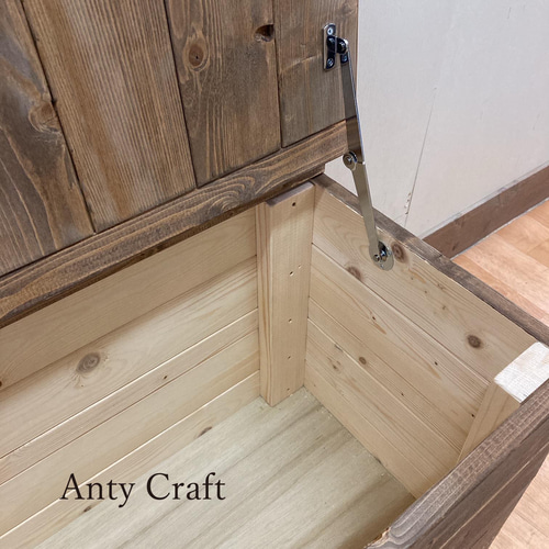 サイズオーダー可】【引取可能】コンパクトな収納ベンチ（天蓋1体型