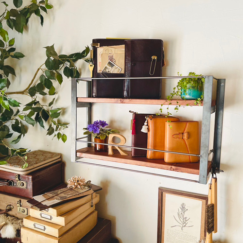 壁掛けラック ブックラック ウォールシェルフ アイアン家具