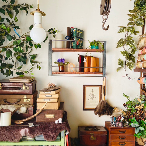 壁掛けラック ブックラック ウォールシェルフ アイアン家具