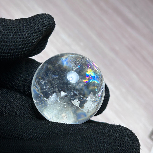 アイリス スフィア】非加熱 虹入り 9cm 台座付き