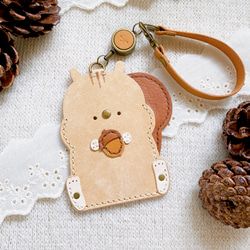 リスくんICカードケース&リール付きストラップセット パスケース 秋