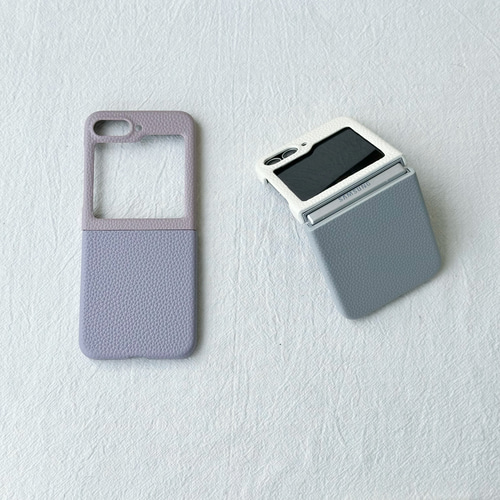 バイカラー Galaxy Z Flip 7/6/5/4/3 ケース くすみカラー PUレザー