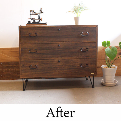 古い和箪笥をリメイクした古材チェスト｜アイアン脚の和モダン収納家具