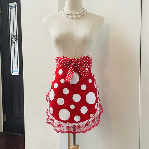 フラメンコエプロン 赤ランダムドット その他ファッション雑貨 duende