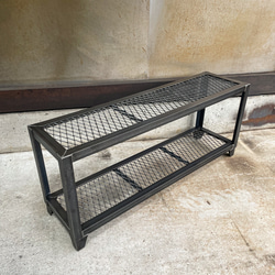 アイアンリベットラック［木板］リベット 食器棚 洋服棚 植物棚