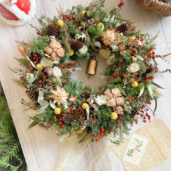 大きなクリスマスリース 45cm ドライフラワーリース 大きいリース