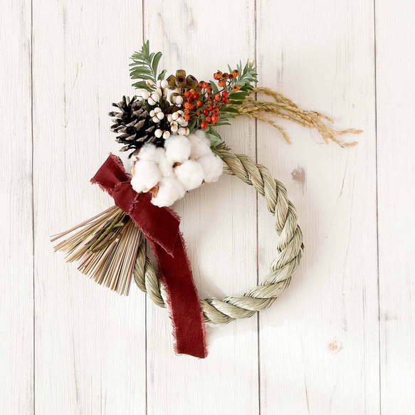 ドライフラワーの正月リース｜ しめ縄リース→スワッグ2wayで長く飾れ