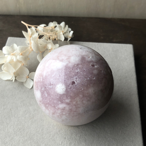 ピンクアメジストフラワーアゲートスフィア☆丸玉⭐︎瀧川神社にて浄化