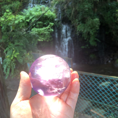 虹入り！透明感抜群！高品質⭐︎アイリスアメジストスフィア☆瀧川神社