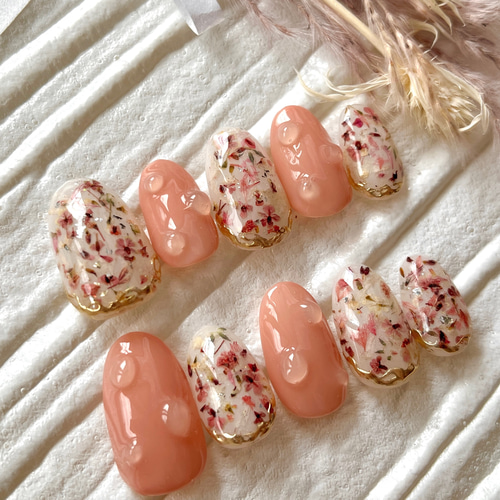 ネイルチップ 押し花 しずくネイル #01 ネイルチップ（つけ爪） hana