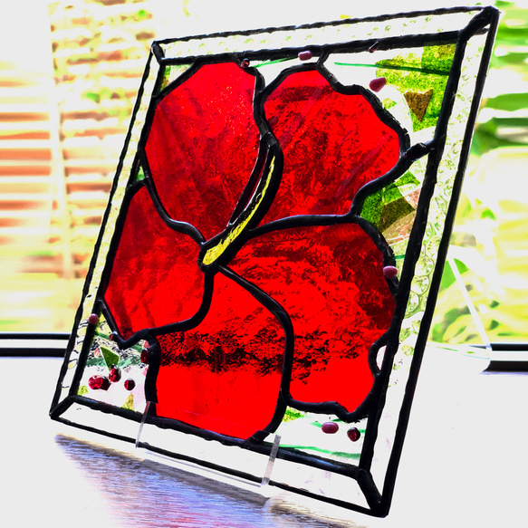 ステンドグラス パネル 『ハイビスカス』 フォトフレーム・写真立て