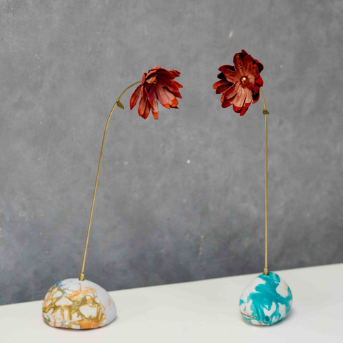 LEATHER-STONE【ZEN】革巻き石フラワースタンド&ペーパーウェイト