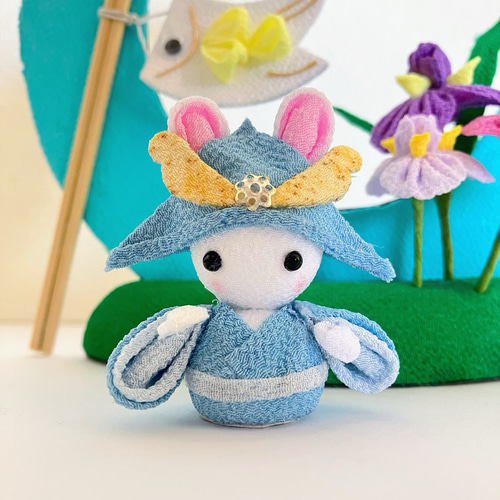 鯉のぼり 兜を被ったうさぎ つまみ細工 ちりめん細工 置き飾り その他