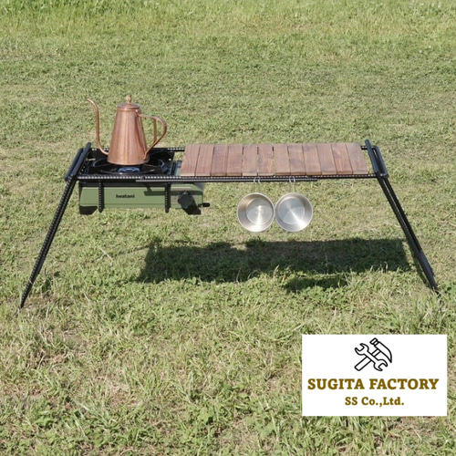 檜無垢材 細板 タフまる対応アイアンテーブル アイアンレッグ キャンプ