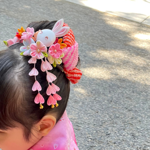 オーダー】つまみ細工 髪飾り 七五三 3歳 うさぎ コーム あんず堂 通販