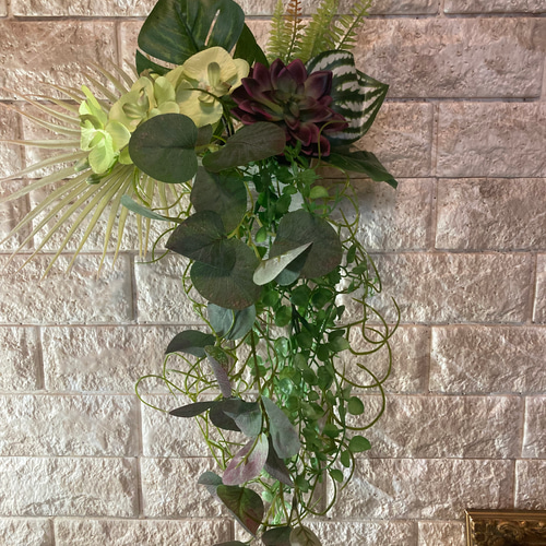 光触媒 人工観葉植物 ウォールグリーン フェイクグリーン 南国風壁掛け